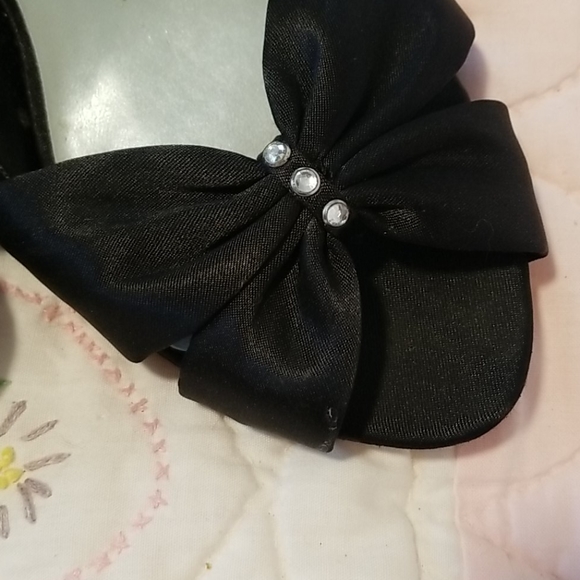 Black rhinestone trimmed sling shoes.  Size 10 - Picture 2 of 4